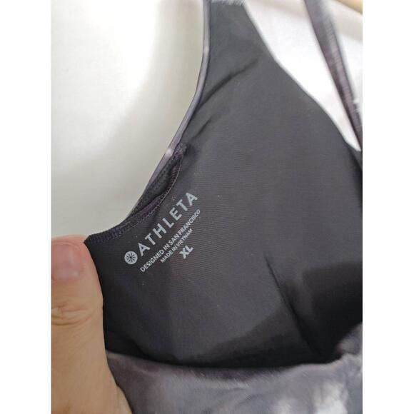 Athleta Supernova‎ Keyhole One Piece Swimsuit Black Gray Tie Dye XL  566796 UPF+ - Picture 7 of 10